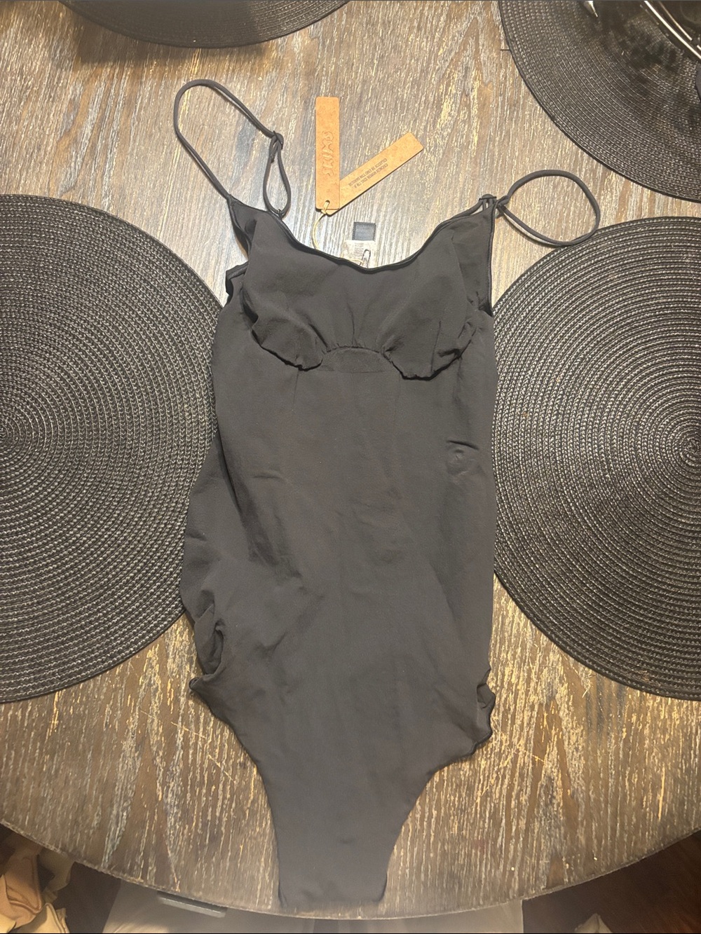 SKIMS Black sheer seamless thong XL onyx Bodysuit ( smokers home)